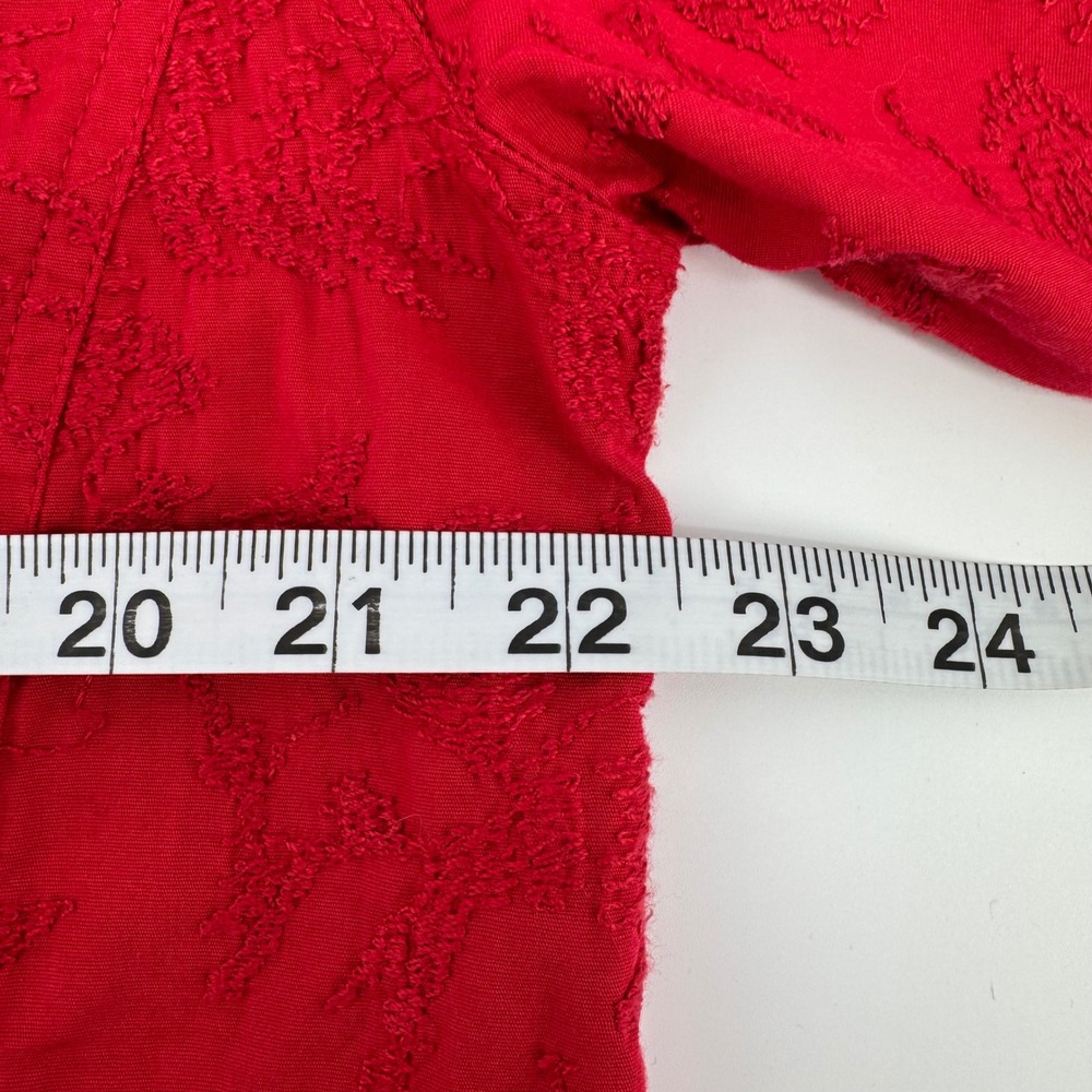 Chicos Red Embroidered Button Front Jacket Cotton… - image 7